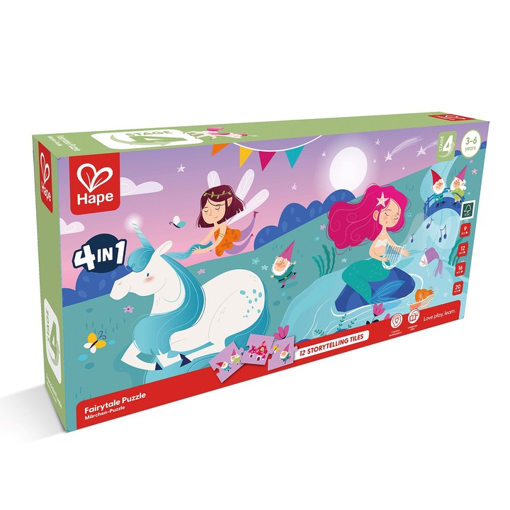 Пъзел, Hape, Приказна страна 4 в 1, 9/12/16/20 части