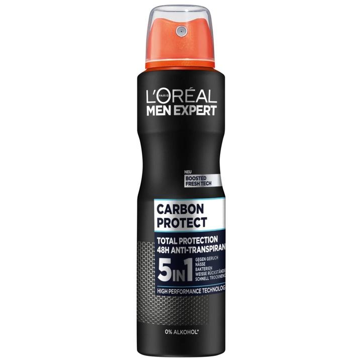 Deodorant spray anti-transpirant L'Oreal Paris Men Expert, Carbon Protect, pana la 48h Deo-Protection, 150 ml