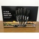 Set de cutite pentru bucatarie, Simply Joy, 17 piese, cu suport acrilic, Foarfeca si Dispozitiv de Ascutit inclus, plus Decojitor fruncte/legume, Otel Inoxidabil, Negru