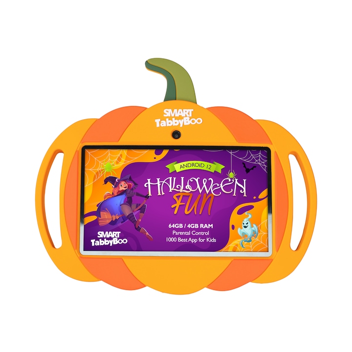 Детски таблет SMART TabbyBoo Halloween Fun, 4GB RAM, 64GB, Android 12, 1000 игри и образователни дейности за деца