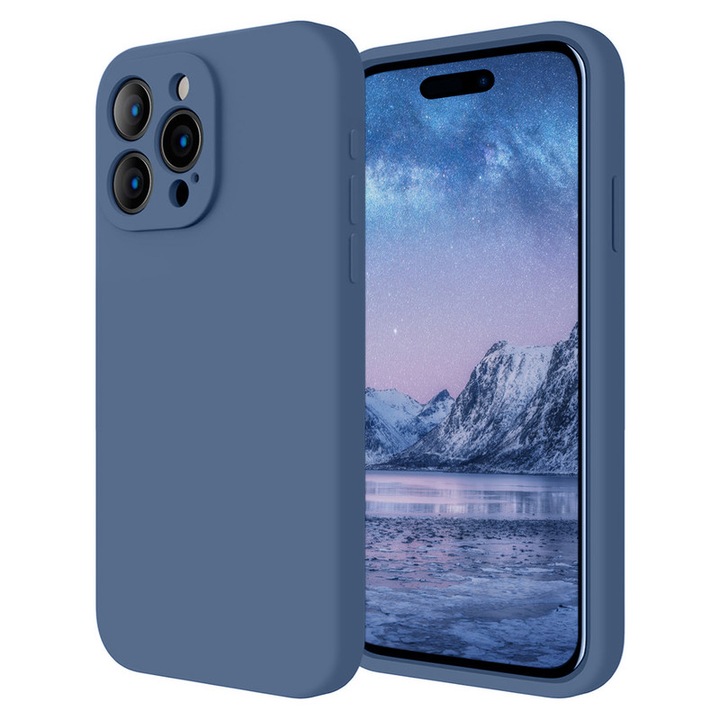 Защитен калъф за телефон, jieshida, Силиконов, Съвместим с iPhone 15 Pro, Син