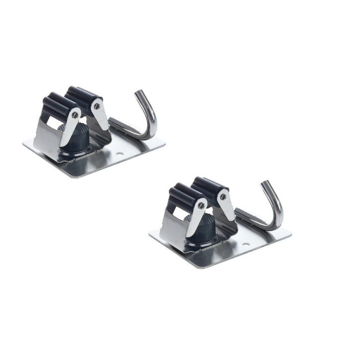 Set 2 bucati Suport de perete pentru maturi, scule, unu carlige 87 x 67 x 45 mm, 2HK-12C, TMY, Negru