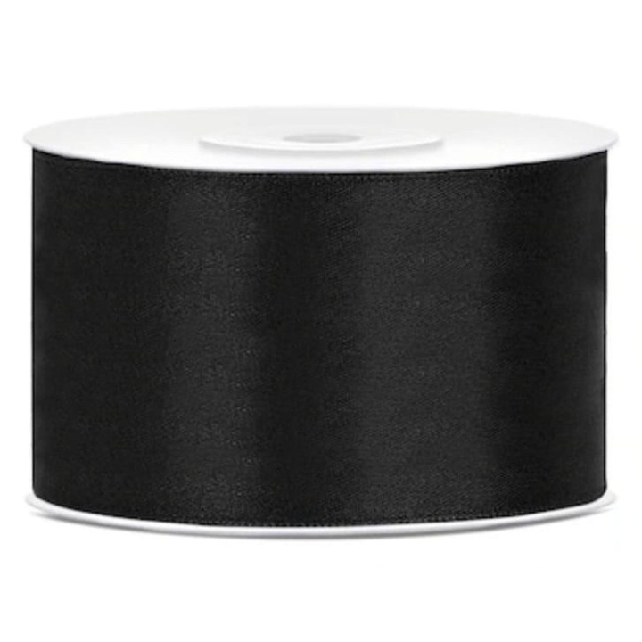 Panglica satinata, latime 5 cm, 1 rola 22.9 m negru