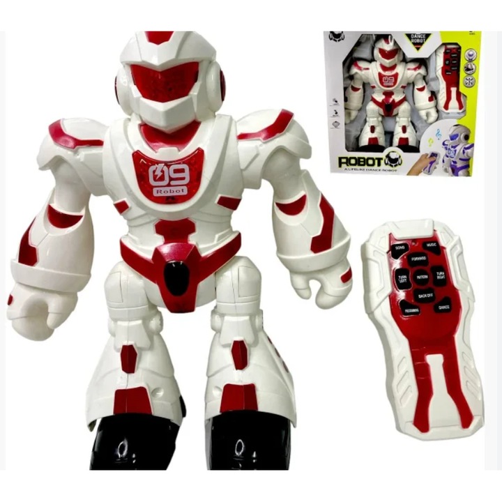 Ælements® играчка робот с дистанционно управление, танци и разходки, 10 песни, 23 см, червен