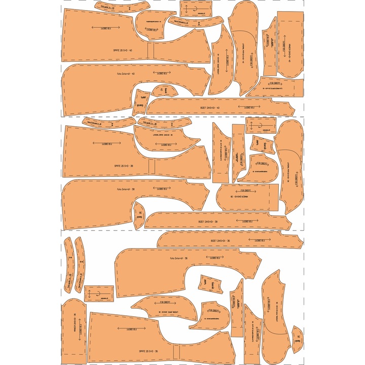 Tipar Croitorie Rochie - halat, 9 marimi 36 - 52, hartie