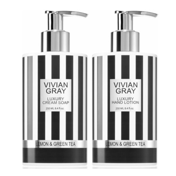 Комплект течен сапун Vivian Grey Lemon & Green Tea, унисекс, 250 ml + крем за ръце, 250 ml