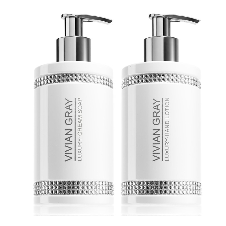 Set Sapun lichid Vivian Gray White Crystals, Femei, 250 ml + Crema de maini, 250 ml
