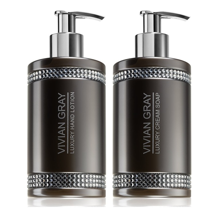 Set Sapun lichid Vivian Gray Crystals Gray, Unisex, 250 ml + Crema de maini, 250 ml