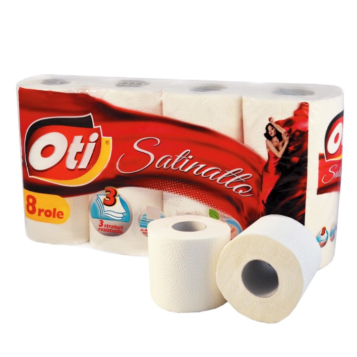 Hartie igienica OTI Satinatto, 3 straturi, 8 role