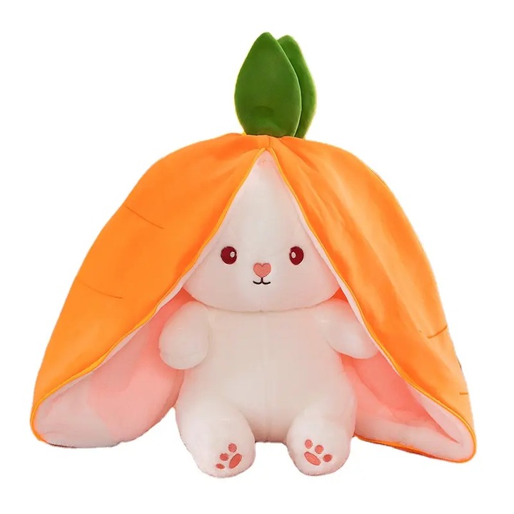 Обръщаща се плюшена играчка, зайче морков, 35 см, мека и кадифена, 40x35x25 см, + 3 години, Utility One