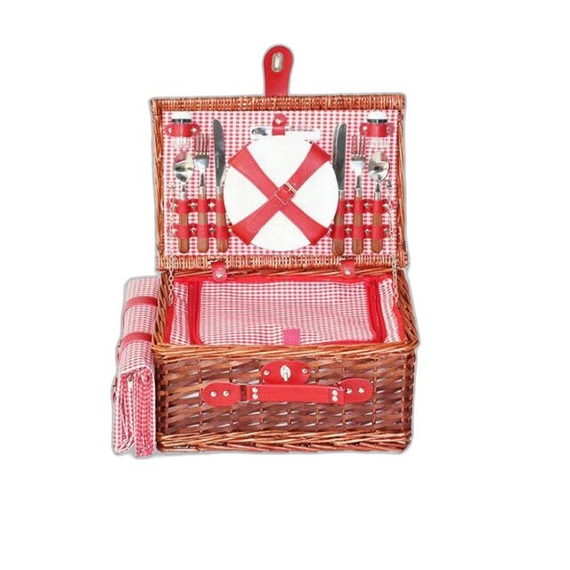 Set de cos de picnic din rachita, pentru camping in aer liber, cutie de