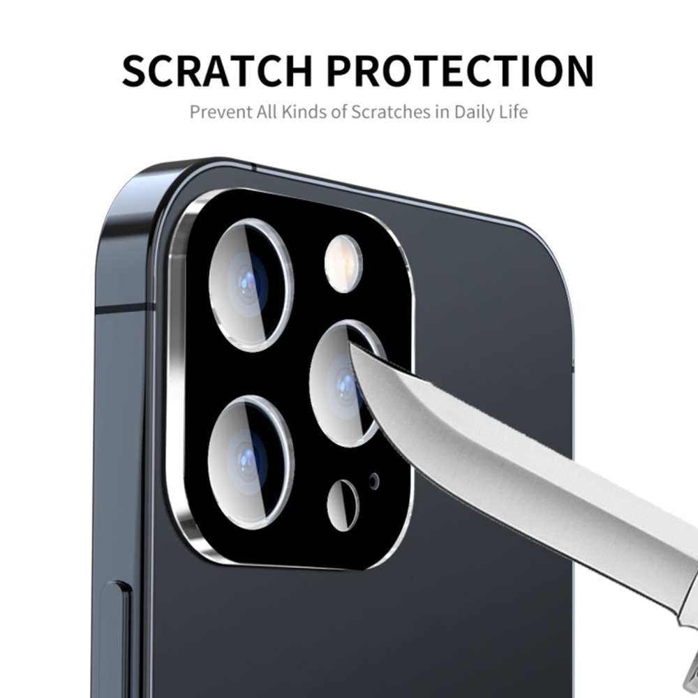 Folie protectie camera pentru iPhone 15 Pro / 15 Pro Max, Accesorio Full Glass, Negru