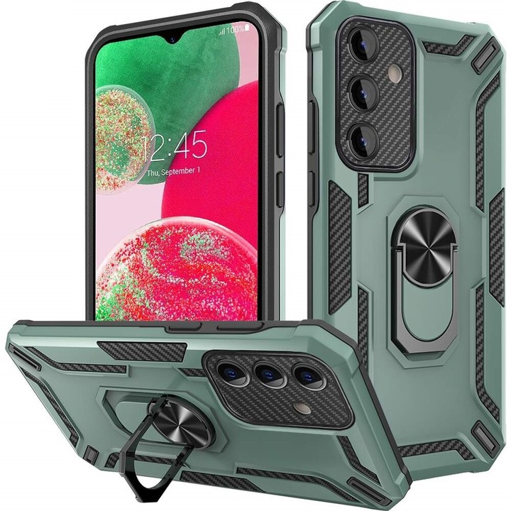 Husa de protectie compatibila cu Samsung Galaxy A34 5G, ShockProof, cu inel magnetic, TPU, Verde