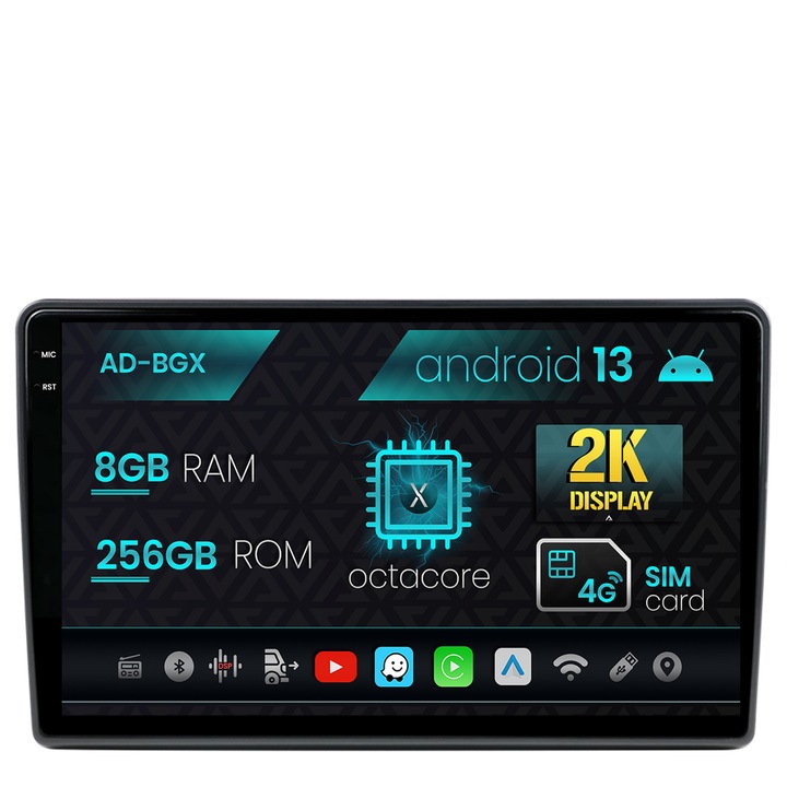 Ford Autodrop navigáció (2005-2013), Android 13, X-Octacore, 8GB RAM, 256GB ROM, 9,25 hüvelyk - AD-BGX9008, AD-BGRKIT137