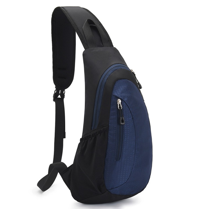 Crossbody hátizsák, QttvbTna, állítható, utazáshoz és túrázáshoz, textil, fekete/kék