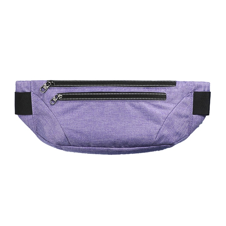 Unisex sport deréktáska, dupla cipzáros modell, Oxford anyag, nagy rekesz, fekete szín