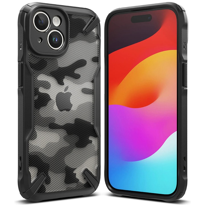 Husa Ringke Fusion X Design pentru iPhone 15 Plus, neagra