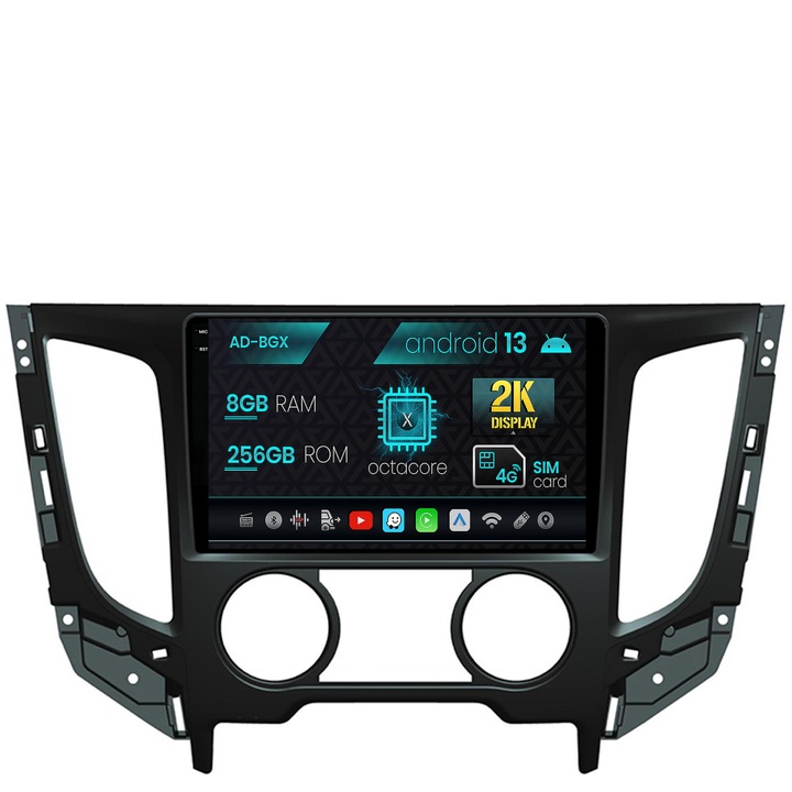 Navigatie Autodrop Mitsubishi L200 (2014-2020), Android 13, X-Octacore, 8GB RAM, 256GB ROM, 9.5 Inch - AD-BGX9008, AD-BGRKIT273