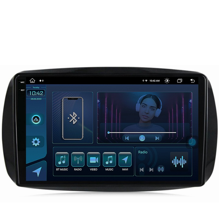 Navigatie Autodrop Smart For Two (2016-Prezent), Android 13, X-Octacore, 8GB RAM, 256GB ROM, 9.5 Inch - AD-BGX9008, AD-BGRKIT412