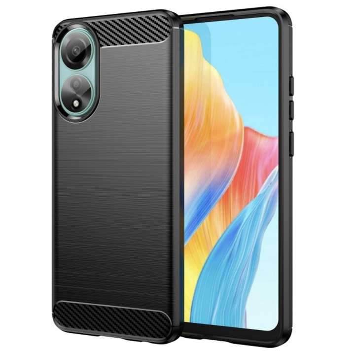 Калъф за Oppo A78 4G, Carbon Silicone, K58, черен