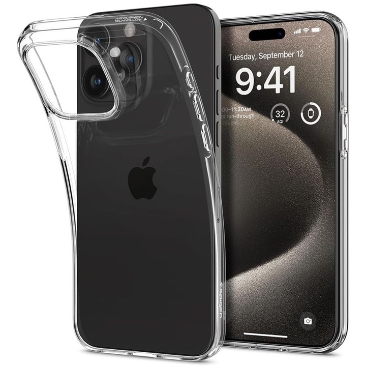 Калъф, съвместим с iPhone 15 Pro Max, RAO Premium Grip, ru iPhone 15 Pro Max - Spigen Liquid Crystal, T10, Plastic, Clear