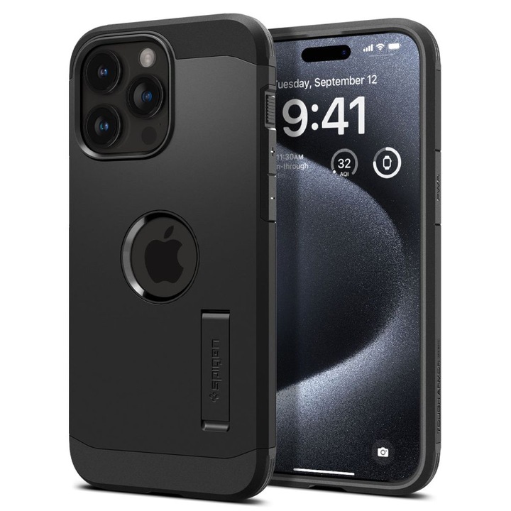iPhone 15 Pro tok – Spigen Tough Armor MagSafe – fekete