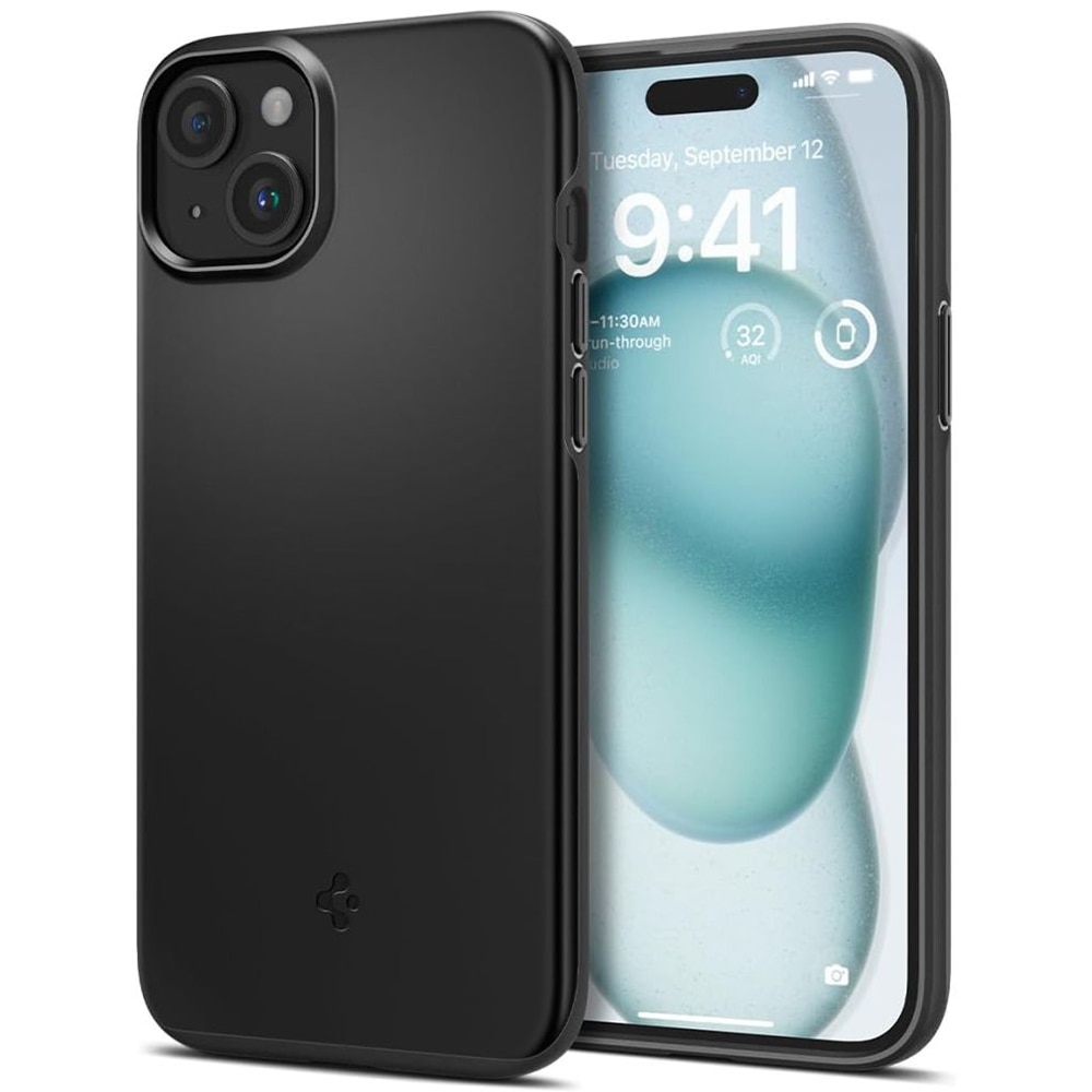 Husa pentru iPhone 15, Spigen Thin Fit, Black