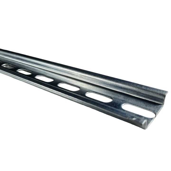 Sina DIN omega pentru sigurante 35mm perforata 250mm otel zincat potrivita pentru 12 module