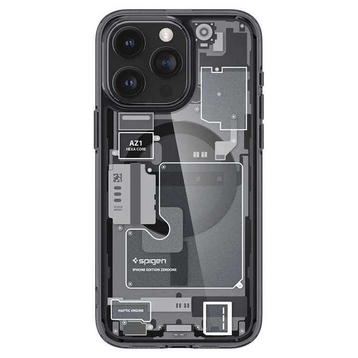 Spigen Ultra Hybrid Mag с MagSafe калъф за iPhone 15 Pro Max - тъмно сив (Zero One Design)