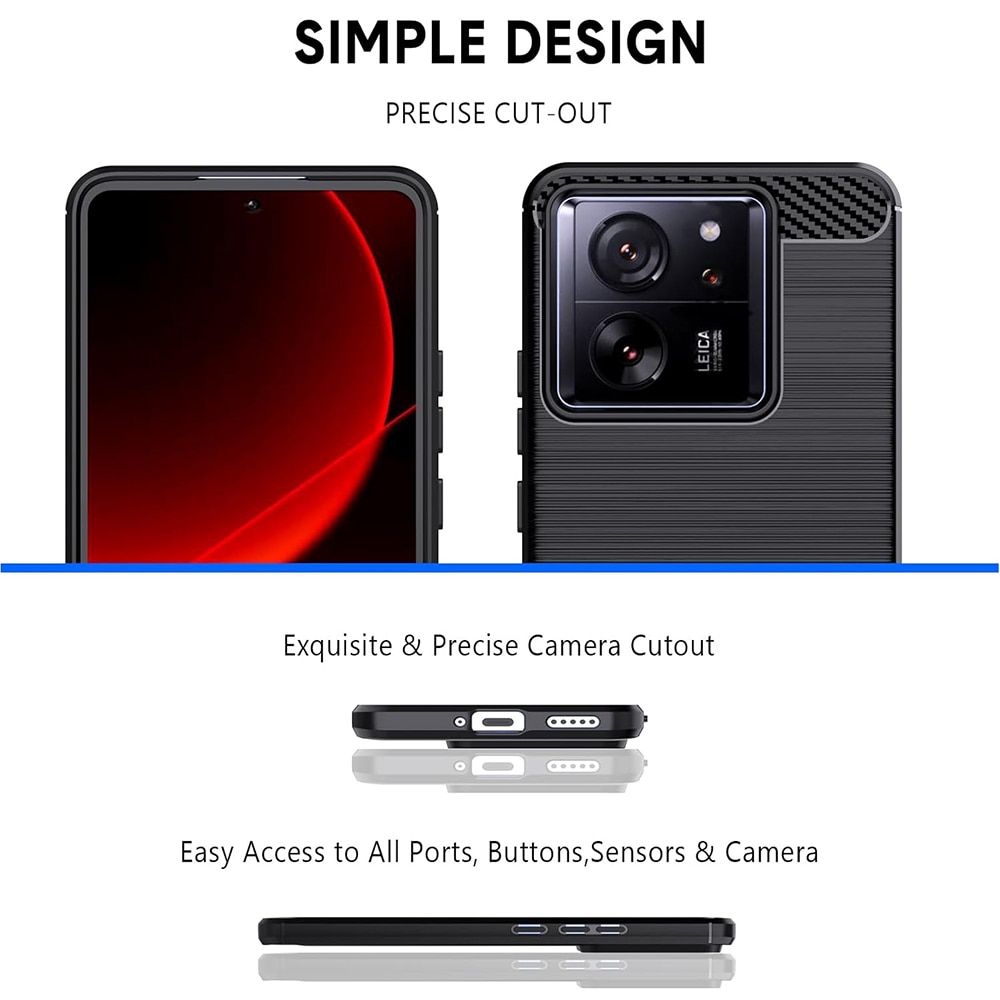 Husa pentru Xiaomi 13T / 13T Pro, Accesorio Carbon Silicone, Black