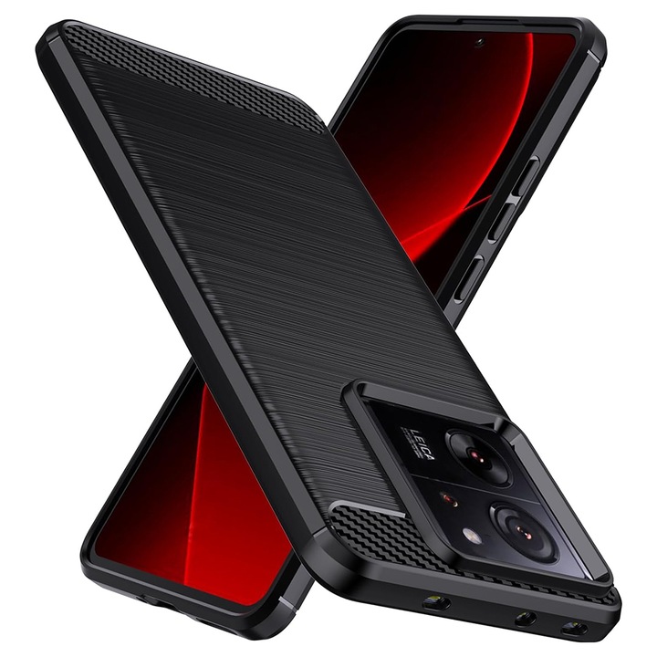 Xiaomi 13T / 13T Pro tok, karbon szilikon tartozék, fekete