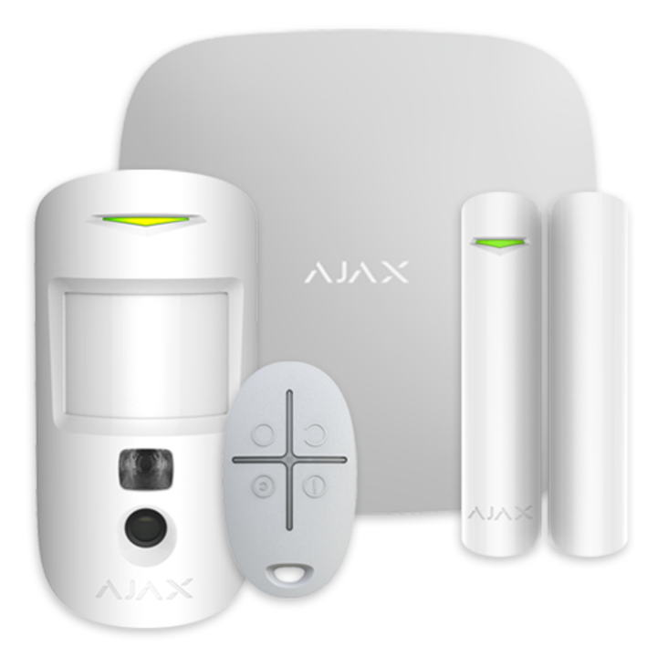 Kit alarma StarterKit Cam, wireless, LAN + 2G, alb - AJAX