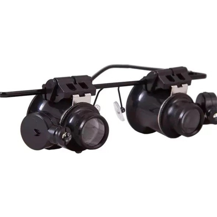 Ochelari cu Lupa Ceasornicar de Precizie, Iluminare LED, Negru, Dalimag