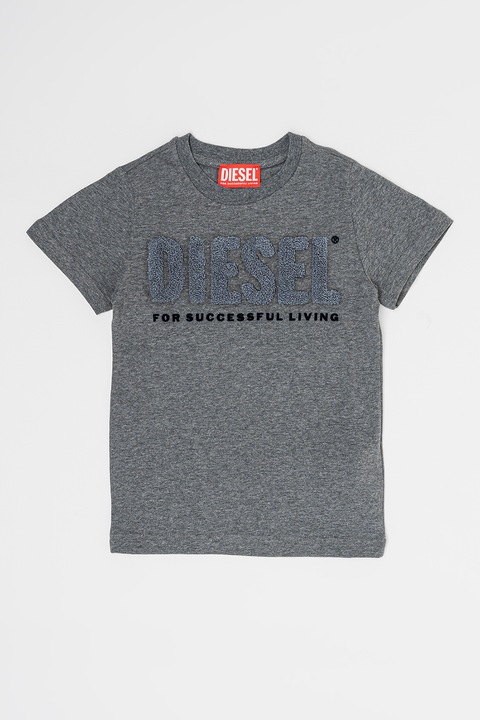 Diesel, Póló frottírlogóval, Melange szürke, 144 CM