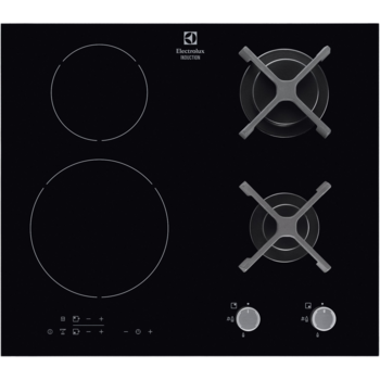 Plita incorporabila Electrolux EGD6576NOK, Mixta, 2 arzatoare gaz / 2 zone inductie, Aprindere Electrica, 60 cm, Negru Plita incorporabila Electrolux EGD6576NOK, Mixta, 2 arzatoare gaz / 2 zone inductie, Aprindere Electrica, 60 cm, Negru