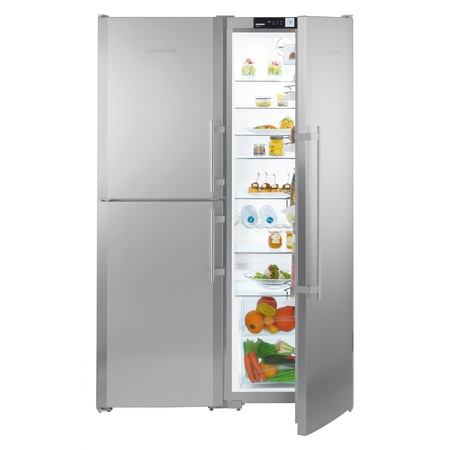 Side by side Liebherr Premium SBSes 7353, formata din SKes 4210 + SBNes 3210, 667 l, BioFresh, NoFrost, H 185.2 cm, Argintiu
