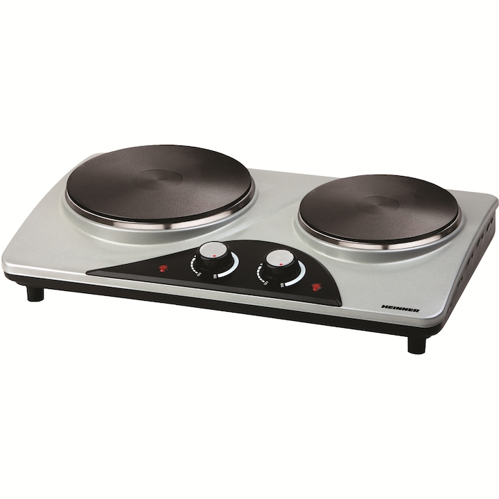 Heinner HDHP2500 elektromos főzőlap, 2 égőfej, 2500 W, Ezüstszürke