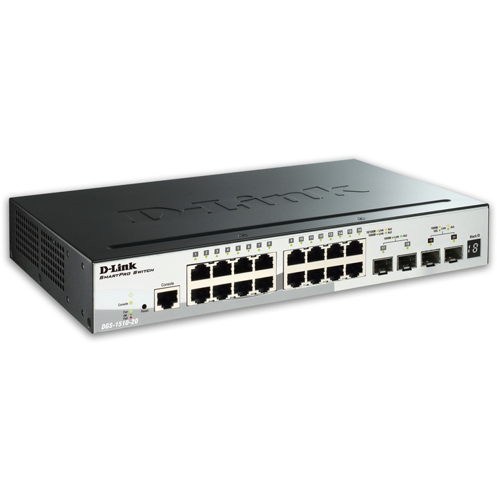 Switch D-link DGS-1510-20, 16-Port 10/100/1000 Mbps, 2xSFP, 2xSFP+ 10G