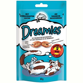 Recompense pentru pisici Dreamies, Somon, 60g Recompense pentru pisici Dreamies, Somon, 60g