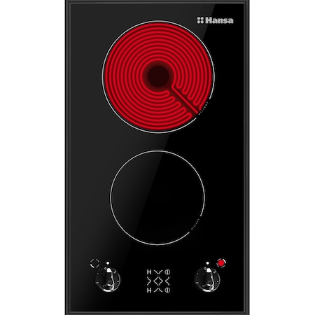Plita incorporabila domino Hansa BHCS38120030, Vitroceramica, 2 Zone de gatit, 30 cm, Sticla neagra