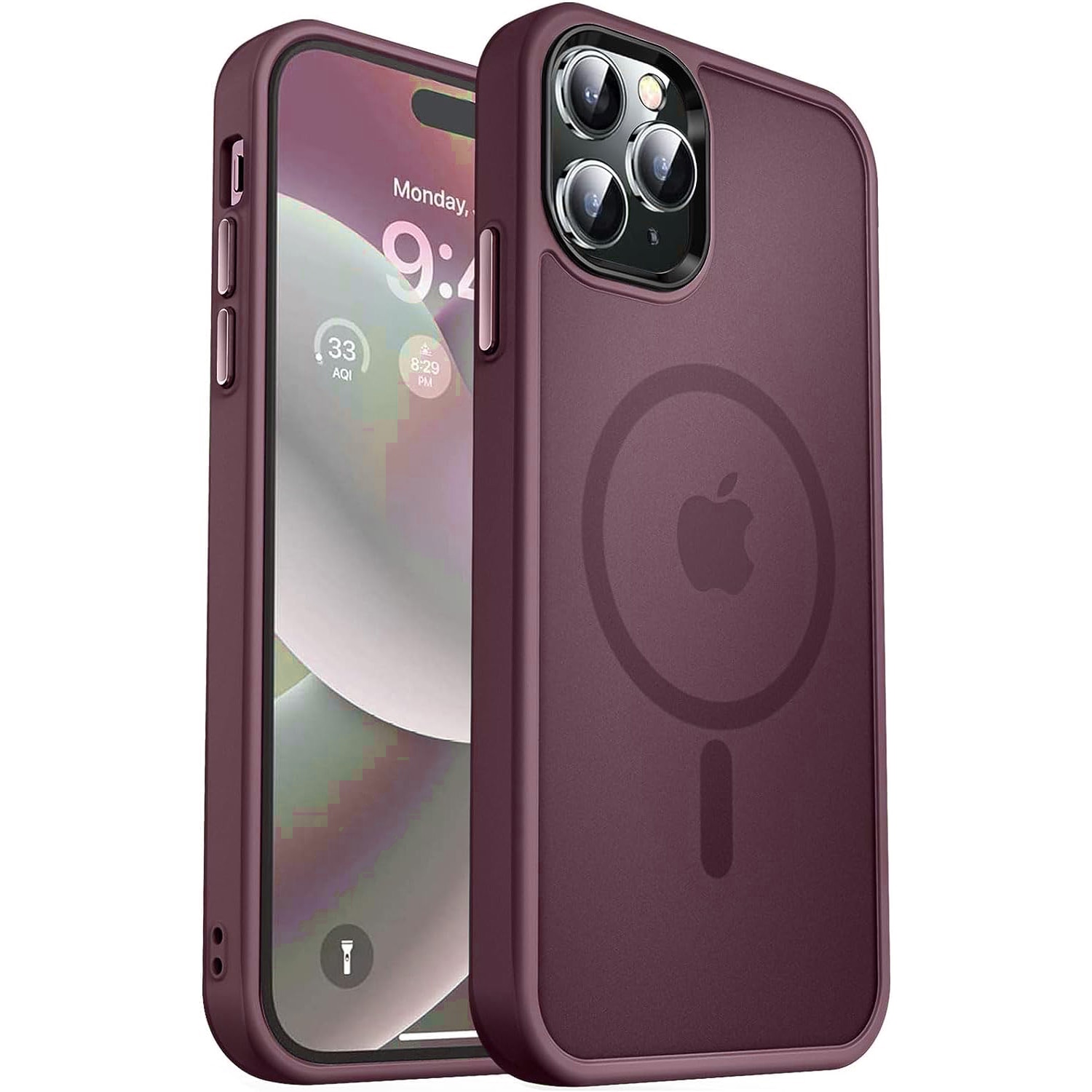 Husa pentru iPhone 15 Pro Premium Shockproof, Magsafe integrat, Calitate superioara, Antisoc, Protectie colturi, Visiniu