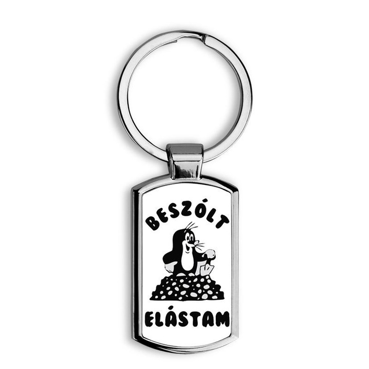 Beszólt mintás fém kulcstartó