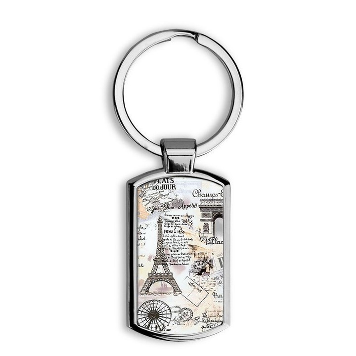 Párizs mintás fém kulcstartó 2