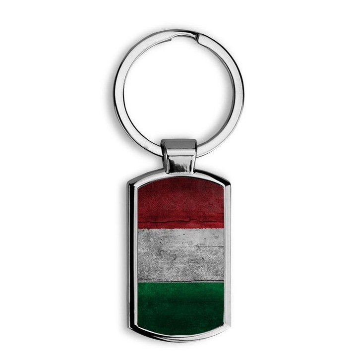 Magyar zászló mintás fém kulcstartó 2