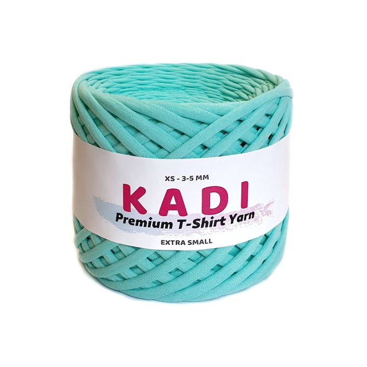 Banda textila pentru crosetat, KaDi Premium Extra Small, 3-5 mm, 110 m, culoare Menta