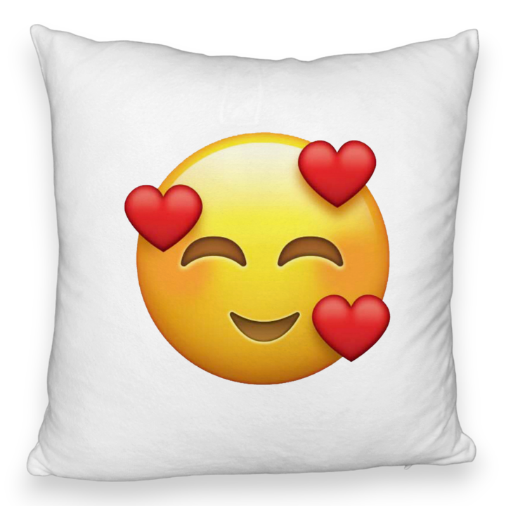 Perna Decorativa Fluffy, Model Emoji In Love, 40x40 cm, Alba, Husa Detasabila, Burduf