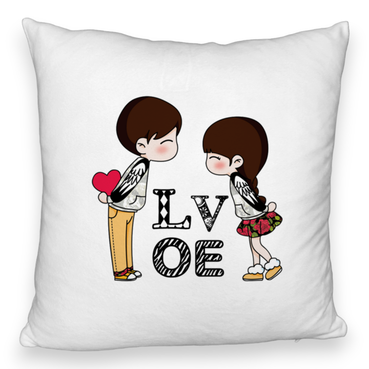 Perna Decorativa Fluffy, Model Super Love, 40x40 cm, Alba, Husa Detasabila, Burduf