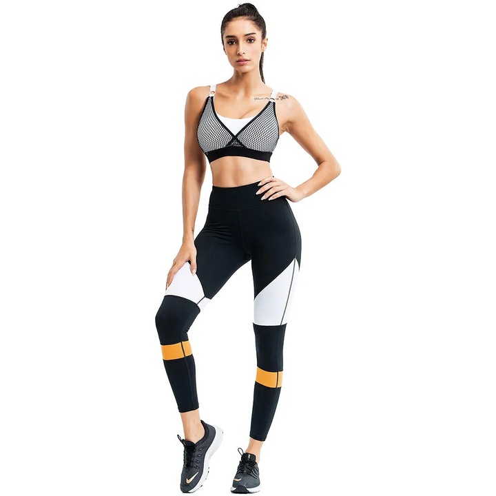 Compleu sport dama FiziOn Contrast, High-Performance, Multicolor 703, Negru