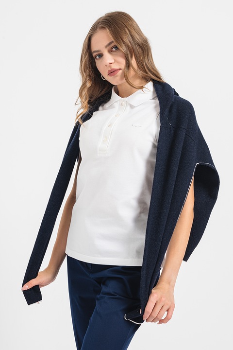 Lacoste, Топ от пике с яка, Бял, M