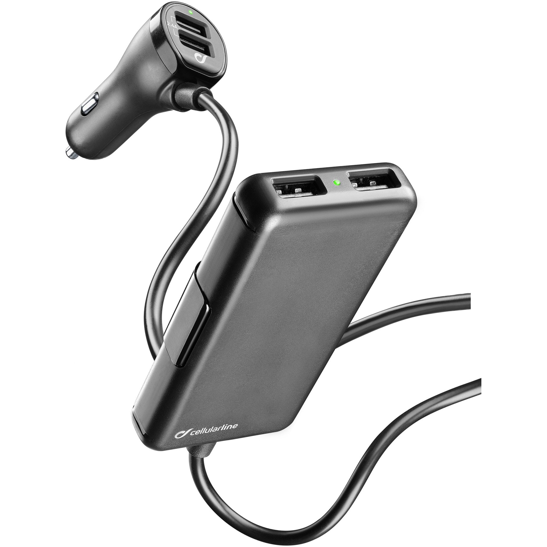 Incarcator Auto Cellularline Family Fast Charger 4XUSB 36W, Negru